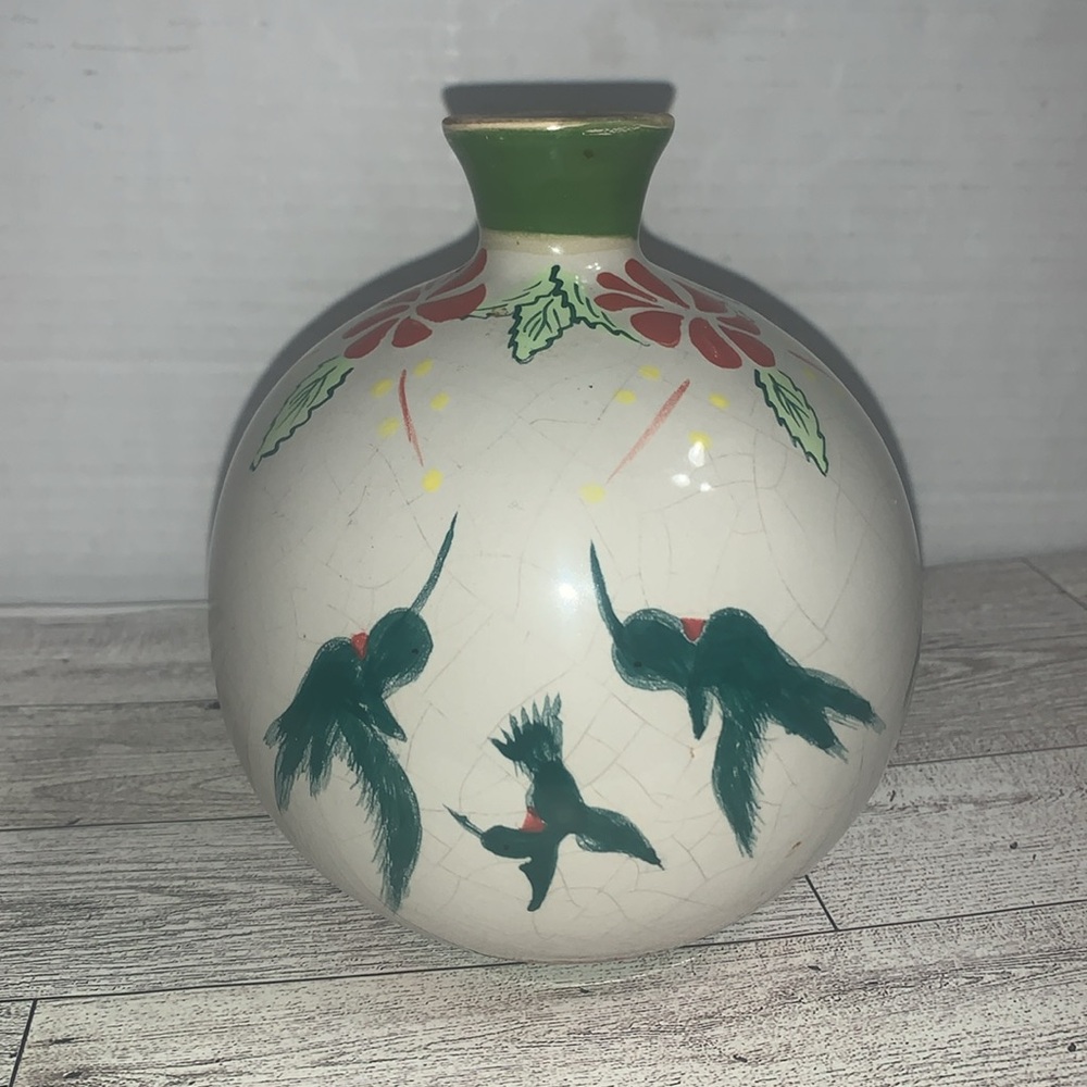Hand painted Pottery Hummingbird feeder